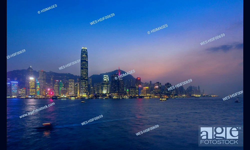 Hong Kong Central skyline and Victoria Harbour at sunset, Hong Kong, China,  Stock Photo, Picture And Royalty Free Image. Pic. WES-HSIF00659 |  agefotostock
