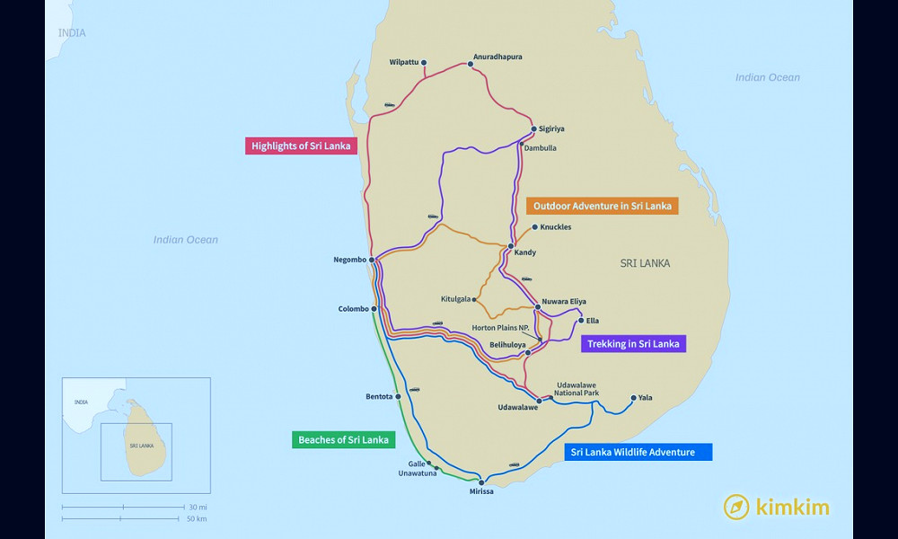 Sri Lanka Travel Maps - Maps to help you plan your Sri Lanka Vacation |  kimkim