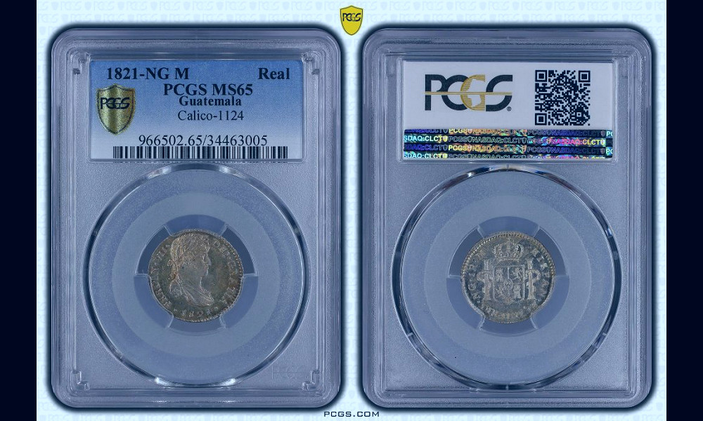 Coin Guatemala 1 Real Ferdinand VII - 1821 - PCGS MS 65 2nd