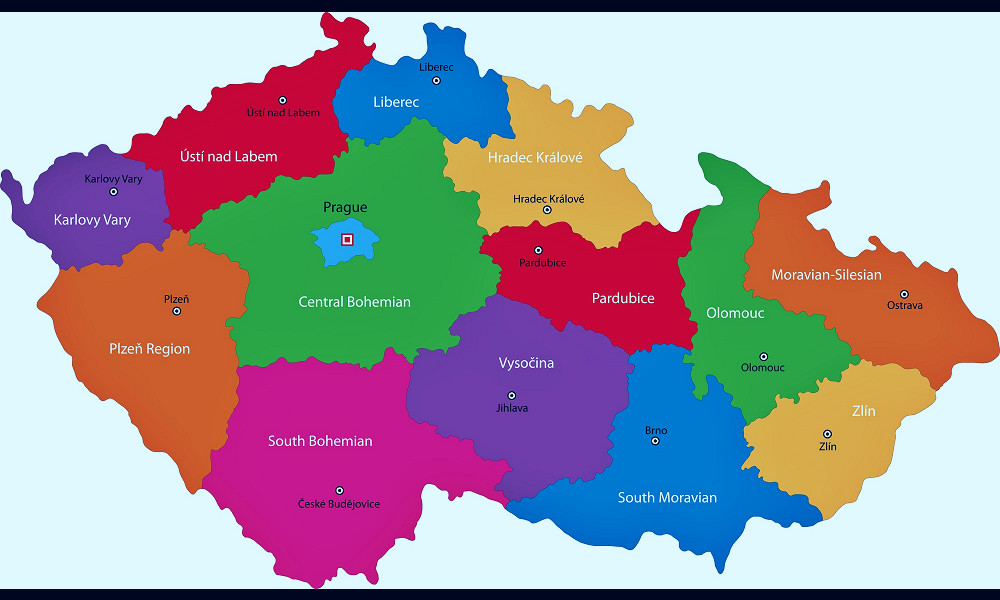 Czech Republic Map of Regions and Provinces - OrangeSmile.com